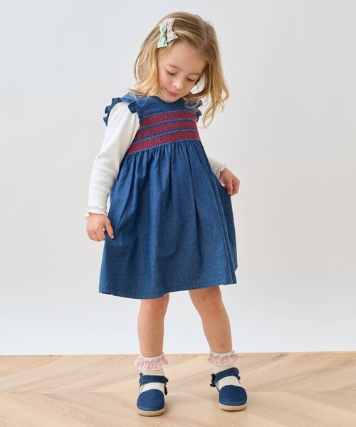 sense of wonder（センスオブワンダー）の「デニムスモッキングジャンパースカート（ジャンパースカート・キッズ・ネイビー・120cm/130cm/90cm/100cm/110cm/80ｃｍ）」の13枚目の写真