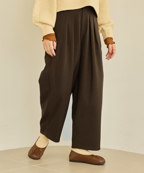 OLUN オルン　ケーブルニット ワイドコクーンスラックスパンツ wide cocoon slacks pants/ワイドコクーンスラックスパンツ