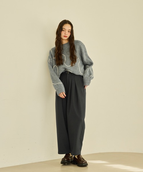 OLUN オルン　ケーブルニット ワイドコクーンスラックスパンツ OLUN（オルン）の「wide cocoon slacks pants/ワイドコクーン