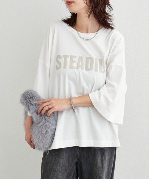 LARUTA（ラルータ）の「【LARUTA】サイドスリットBIGTシャツ（Tシャツ/カットソー・レディース・ブラウン/オフホワイト/ピンク/スミクロ・FREE）」の2枚目の写真