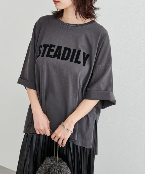 LARUTA（ラルータ）の「【LARUTA】サイドスリットBIGTシャツ（Tシャツ/カットソー・レディース・ブラウン/オフホワイト/ピンク/スミクロ・FREE）」の12枚目の写真