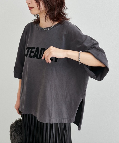 LARUTA（ラルータ）の「【LARUTA】サイドスリットBIGTシャツ（Tシャツ/カットソー・レディース・ブラウン/オフホワイト/ピンク/スミクロ・FREE）」の11枚目の写真