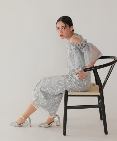 haremode(ハレモード)の「結婚式 お呼ばれ 二次会 謝恩会 成人式 同窓会 対応 20代 30代 ブロッサム チュール シアー 肩あき フリル袖 Iライン きれいめ セレモニー パーティ オケージョン ドレス(ドレス・レディース・ベージュ/ライトグレー/ブラック・S/M)」の20枚目の写真