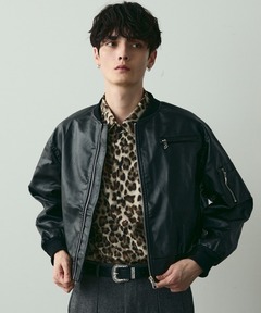 ブランド古着】レオパード切替ダブルライダースレザージャケット