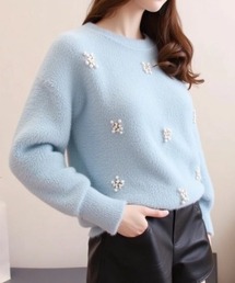 パール付きシャギーニット