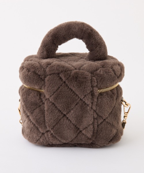 one after another NICE CLAUP（ワンアフターアナザーナイスクラップ）の「ファーキルティングバニティーバッグ（ショルダーバッグ・レディース・ダークブラウン/ブラック/アイボリー/ピンク・FREE）」の9枚目の写真