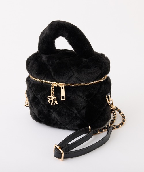 one after another NICE CLAUP（ワンアフターアナザーナイスクラップ）の「ファーキルティングバニティーバッグ（ショルダーバッグ・レディース・ダークブラウン/ブラック/アイボリー/ピンク・FREE）」の6枚目の写真