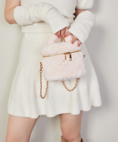 one after another NICE CLAUP（ワンアフターアナザーナイスクラップ）の「ファーキルティングバニティーバッグ（ショルダーバッグ・レディース・ダークブラウン/ブラック/アイボリー/ピンク・FREE）」の19枚目の写真