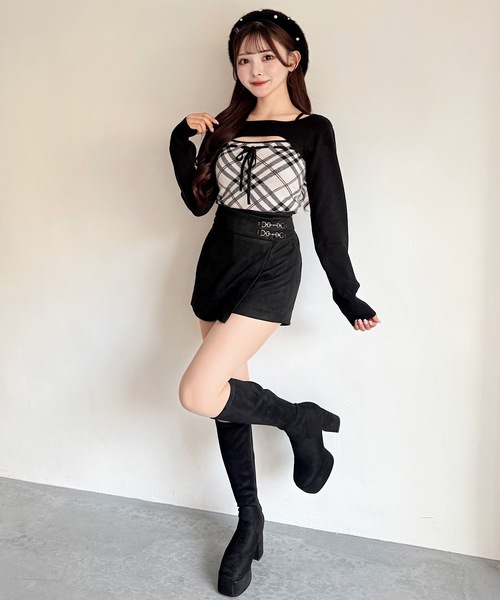 NOMAE（ノーマエ）の「チェックリボンショートレイヤードニット（ニット/セーター・レディース・ホワイト系その他/ベージュ系その他/グレー系その他/ピンク系その他・FREE）」の17枚目の写真