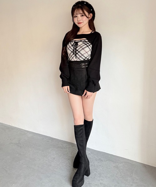 NOMAE（ノーマエ）の「チェックリボンショートレイヤードニット（ニット/セーター・レディース・ホワイト系その他/ベージュ系その他/グレー系その他/ピンク系その他・FREE）」の19枚目の写真