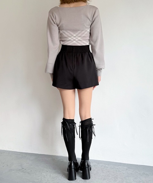 セール】チェックリボンショートレイヤードニット（ニット/セーター