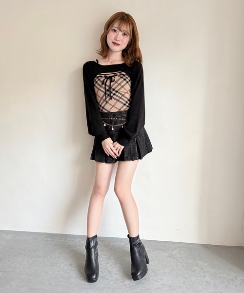 【新品・未使用】ENDAY 2wayチェックニット cc009-24066-02b.jpg?basethum=225