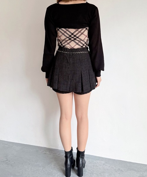 セール】チェックリボンショートレイヤードニット（ニット/セーター