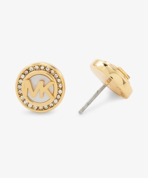 MICHAEL KORS（マイケルコース）の「サークルロゴ マザーオブパール ペンダント & スタッド ピアス セット（ピアス（両耳用）・レディース・ゴールド・NS）」の4枚目の写真