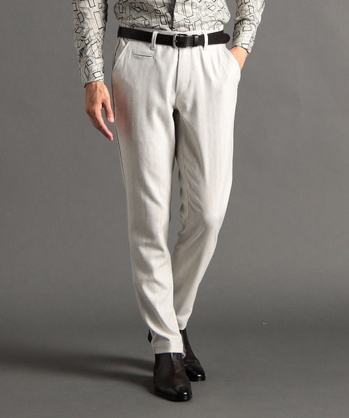 MONSIEUR NICOLE(ムッシュニコル)の「【ex/tra】ウールストレッチヘリンボン トラックパンツ(その他パンツ・メンズ・ブルーグレー/ネイビー/グレー/チャコールグレー/ホワイト・MEDIUM/LARGE/X-LARGE/SMALL)」の2枚目の写真