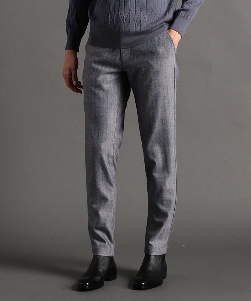 MONSIEUR NICOLE(ムッシュニコル)の「【ex/tra】ウールストレッチヘリンボン トラックパンツ(その他パンツ・メンズ・ブルーグレー/ネイビー/グレー/チャコールグレー/ホワイト・MEDIUM/LARGE/X-LARGE/SMALL)」の4枚目の写真