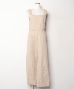 セール】ヘリンボーンリネンベアワイドオールインワン（つなぎ