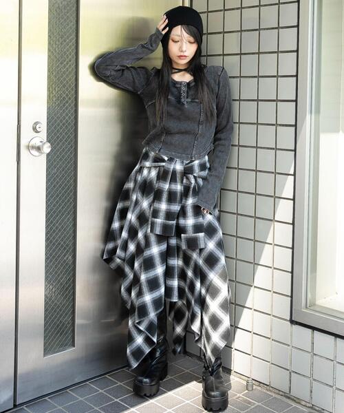 WEGO(ウィゴー)の「WEGO/【25年秋冬新作】ヴィンテージウォッシュネックリボントップス(Tシャツ/カットソー・レディース・ブラウン・FREE)」の19枚目の写真