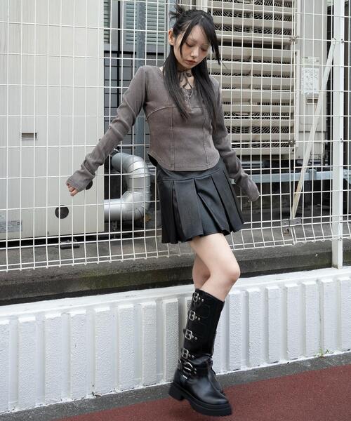 WEGO(ウィゴー)の「WEGO/【25年秋冬新作】ヴィンテージウォッシュネックリボントップス(Tシャツ/カットソー・レディース・ブラウン・FREE)」の15枚目の写真