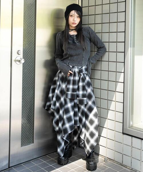 WEGO(ウィゴー)の「WEGO/【25年秋冬新作】ヴィンテージウォッシュネックリボントップス(Tシャツ/カットソー・レディース・ブラウン・FREE)」の7枚目の写真