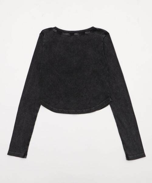 WEGO(ウィゴー)の「WEGO/【25年秋冬新作】ヴィンテージウォッシュネックリボントップス(Tシャツ/カットソー・レディース・ブラウン・FREE)」の6枚目の写真