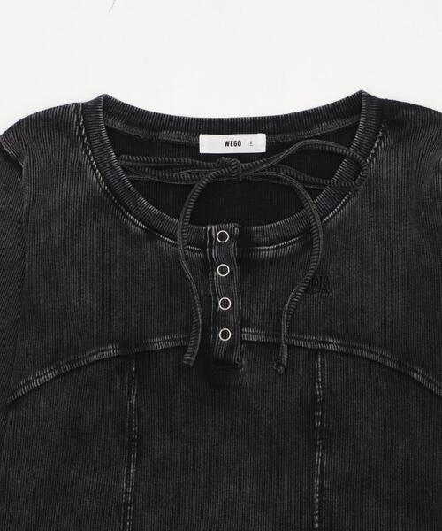 WEGO(ウィゴー)の「WEGO/【25年秋冬新作】ヴィンテージウォッシュネックリボントップス(Tシャツ/カットソー・レディース・ブラウン・FREE)」の21枚目の写真