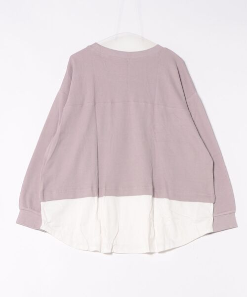 MARAI(マーライ)の「ワッフル裾切り替えフェイクレイヤード長袖Tシャツ(Tシャツ/カットソー・レディース・パープル/ブラウン/カーキ/ブラック/チャコールグレー・4L~5L/LL~3L/M~L)」の6枚目の写真