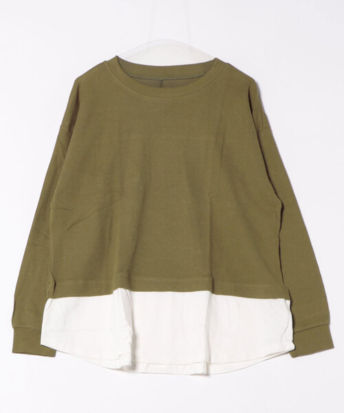 MARAI(マーライ)の「ワッフル裾切り替えフェイクレイヤード長袖Tシャツ(Tシャツ/カットソー・レディース・パープル/ブラウン/カーキ/ブラック/チャコールグレー・4L~5L/LL~3L/M~L)」の19枚目の写真