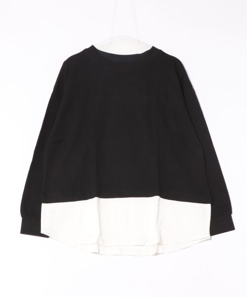 MARAI(マーライ)の「ワッフル裾切り替えフェイクレイヤード長袖Tシャツ(Tシャツ/カットソー・レディース・パープル/ブラウン/カーキ/ブラック/チャコールグレー・4L~5L/LL~3L/M~L)」の9枚目の写真