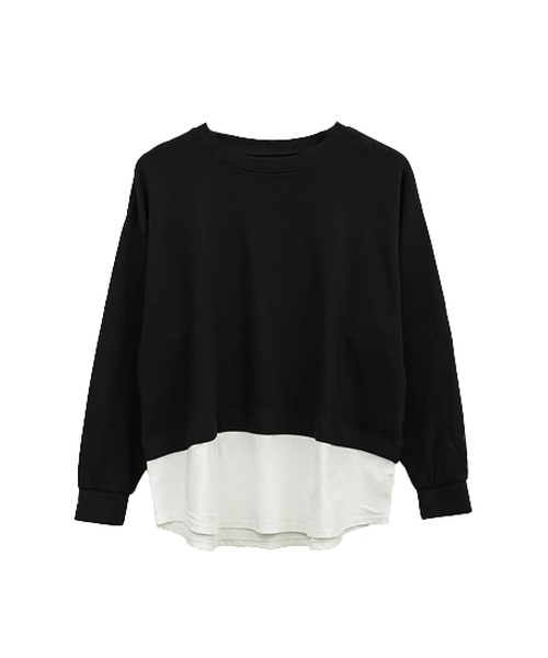 MARAI(マーライ)の「ワッフル裾切り替えフェイクレイヤード長袖Tシャツ(Tシャツ/カットソー・レディース・パープル/ブラウン/カーキ/ブラック/チャコールグレー・4L~5L/LL~3L/M~L)」の8枚目の写真