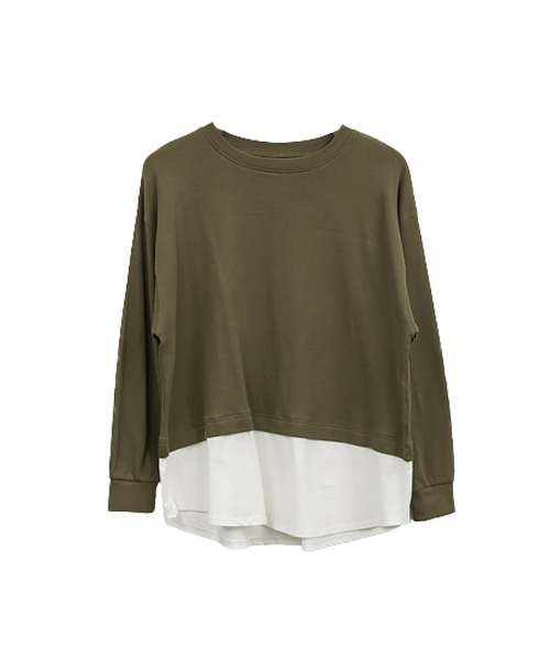 MARAI(マーライ)の「ワッフル裾切り替えフェイクレイヤード長袖Tシャツ(Tシャツ/カットソー・レディース・パープル/ブラウン/カーキ/ブラック/チャコールグレー・4L~5L/LL~3L/M~L)」の18枚目の写真