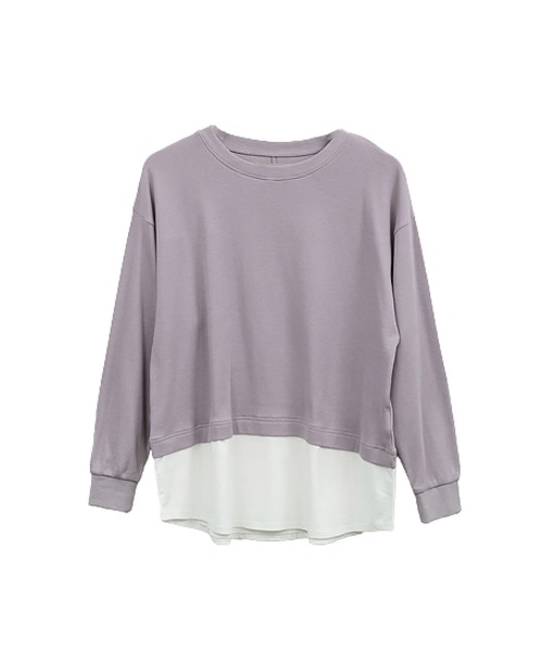 MARAI(マーライ)の「ワッフル裾切り替えフェイクレイヤード長袖Tシャツ(Tシャツ/カットソー・レディース・パープル/ブラウン/カーキ/ブラック/チャコールグレー・4L~5L/LL~3L/M~L)」の16枚目の写真