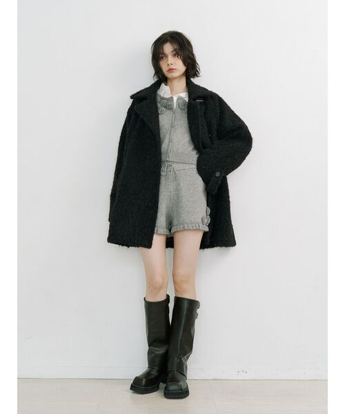 jouetie（ジュエティ）の「ローズモチーフコンパクトカーデ【セットアップ対応】（ニット/セーター・レディース・グレー/ブラック/レッド・MEDIUM）」の7枚目の写真