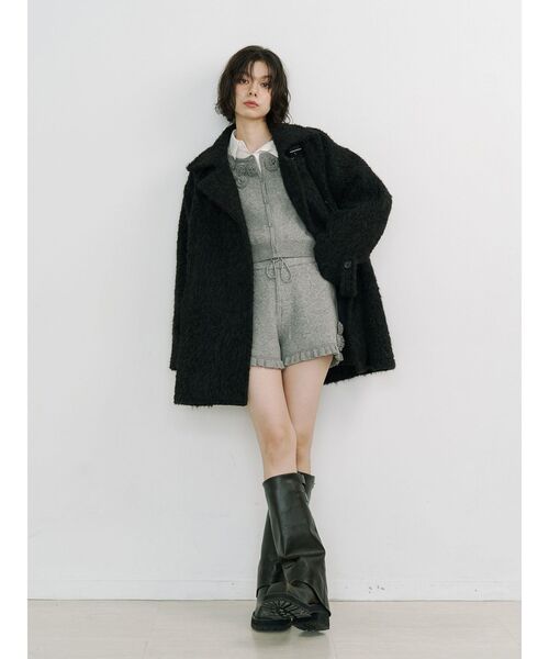 jouetie（ジュエティ）の「ローズモチーフコンパクトカーデ【セットアップ対応】（ニット/セーター・レディース・グレー/ブラック/レッド・MEDIUM）」の8枚目の写真