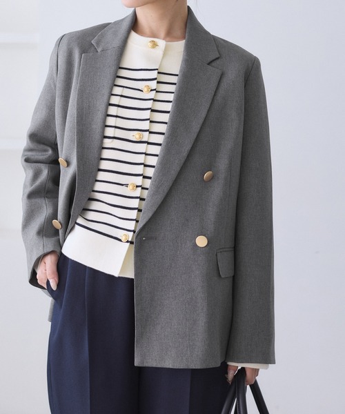 ROPE' PICNIC(ロペピクニック)の「【低身長・小柄さんサイズ】レディハンサムシリーズ ウールライク金ボタンジャケット(総裏地)(テーラードジャケット・レディース・グレー/ブラック系その他/ベージュ系その他2/ライトグレー/ネイビー・FREE)」の8枚目の写真