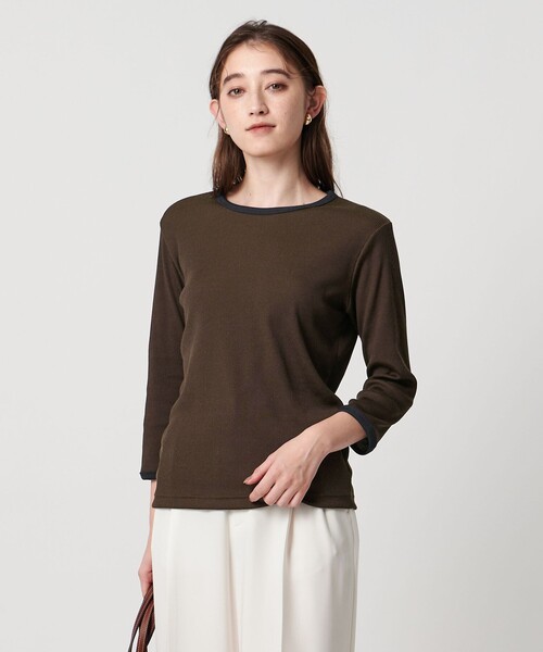 UNITED ARROWS（ユナイテッドアローズ）の「リブ バイカラー パイピング カットソー（Tシャツ/カットソー・レディース・オフホワイト/ダークブラウン/ダークグレー/ネイビー/ベージュ・FREE）」の4枚目の写真