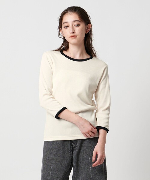 UNITED ARROWS（ユナイテッドアローズ）の「リブ バイカラー パイピング カットソー（Tシャツ/カットソー・レディース・オフホワイト/ダークブラウン/ダークグレー/ネイビー/ベージュ・FREE）」の8枚目の写真