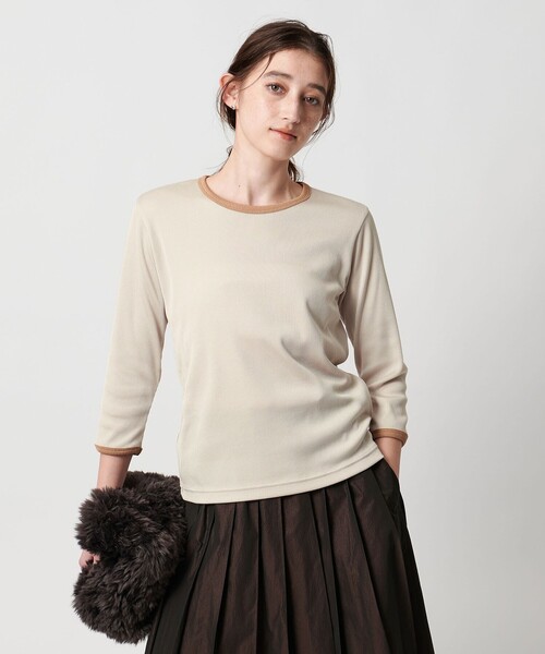 UNITED ARROWS（ユナイテッドアローズ）の「リブ バイカラー パイピング カットソー（Tシャツ/カットソー・レディース・オフホワイト/ダークブラウン/ダークグレー/ネイビー/ベージュ・FREE）」の12枚目の写真