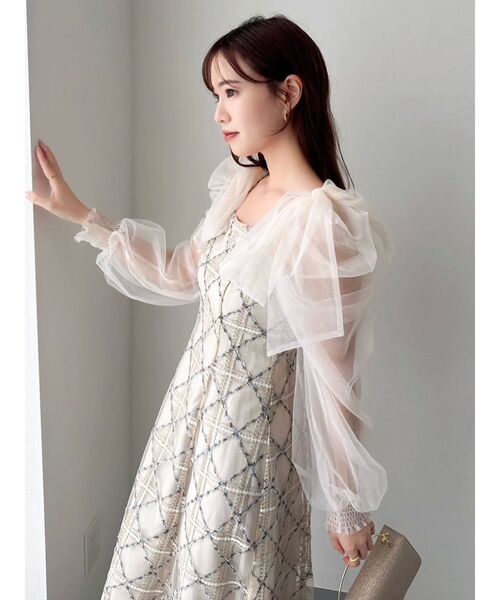 セール】レースリボンオフショルドレス（ドレス）｜dazzlin