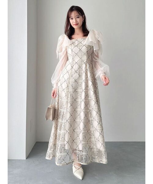 セール】レースリボンオフショルドレス（ドレス）｜dazzlin（ダズリン