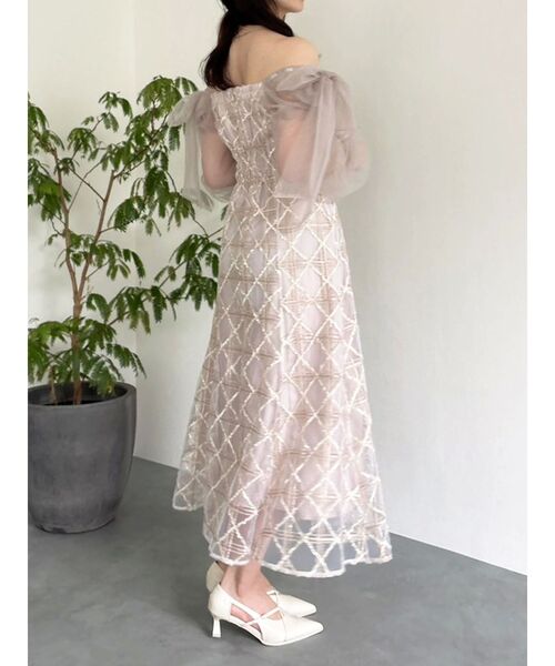 dazzlin（ダズリン）の「レースリボンオフショルドレス（ドレス・レディース・ピンク/ネイビー/アイボリー・SMALL/MEDIUM）」の10枚目の写真