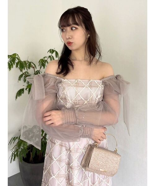 dazzlin（ダズリン）の「レースリボンオフショルドレス（ドレス・レディース・ピンク/ネイビー/アイボリー・SMALL/MEDIUM）」の12枚目の写真