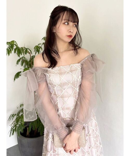 dazzlin（ダズリン）の「レースリボンオフショルドレス（ドレス・レディース・ピンク/ネイビー/アイボリー・SMALL/MEDIUM）」の13枚目の写真