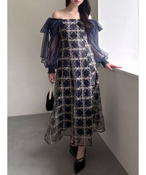 セール】レースリボンオフショルドレス（ドレス）｜dazzlin（ダズリン