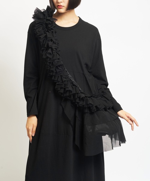 gomme（ゴム）の「フリルバッグ（ショルダーバッグ・レディース・ブラック/カーキ・FREE）」の2枚目の写真