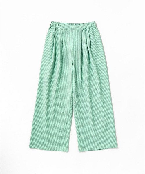 THOUSAND MILE（サウザンドマイル）の「[L's]LONG WIDE PANTS SEERSUCKER STRIPE/ロングワイドパンツ シアサッカーストライプ（その他パンツ・レディース・ブルー系その他/オレンジ系その他/グリーン系その他・L/M）」の2枚目の写真