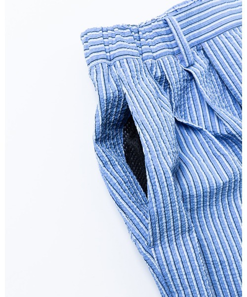 THOUSAND MILE（サウザンドマイル）の「[L's]LONG WIDE PANTS SEERSUCKER STRIPE/ロングワイドパンツ シアサッカーストライプ（その他パンツ・レディース・ブルー系その他/オレンジ系その他/グリーン系その他・L/M）」の12枚目の写真