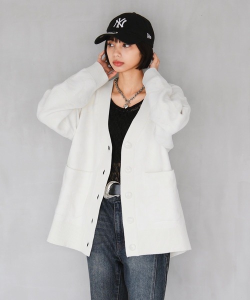 PAGEBOY（ページボーイ）の「フラワージャガードVカーディガン（カーディガン/ボレロ・レディース・オフホワイト/ブラウン/ネイビー/ブラック・FREE）」の11枚目の写真