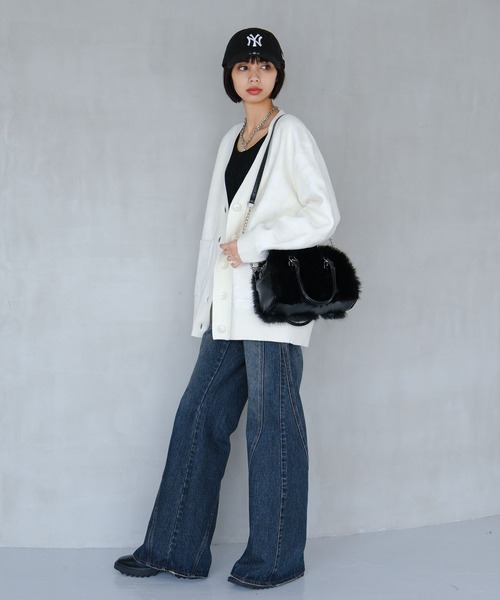 PAGEBOY（ページボーイ）の「フラワージャガードVカーディガン（カーディガン/ボレロ・レディース・オフホワイト/ブラウン/ネイビー/ブラック・FREE）」の7枚目の写真