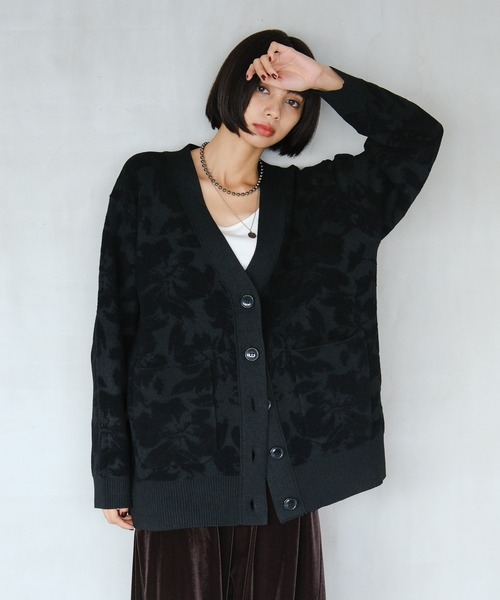 PAGEBOY（ページボーイ）の「フラワージャガードVカーディガン（カーディガン/ボレロ・レディース・オフホワイト/ブラウン/ネイビー/ブラック・FREE）」の19枚目の写真